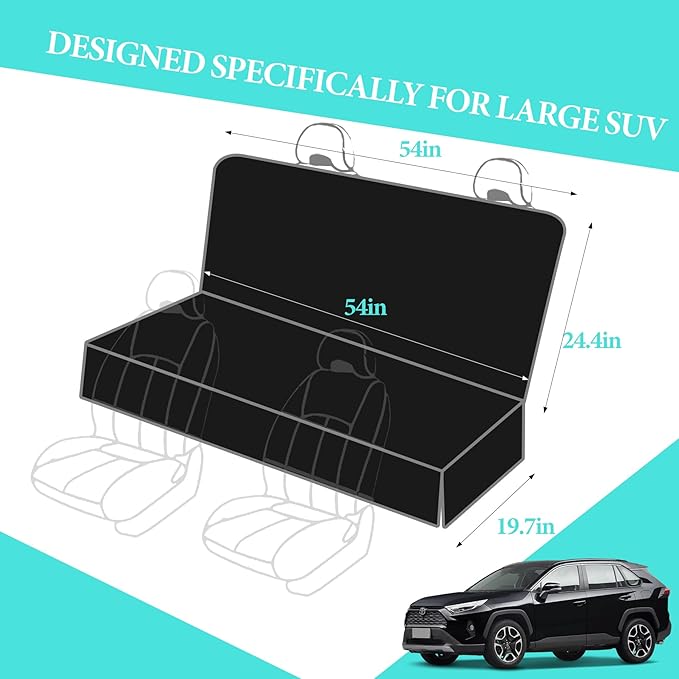 Meginc Dog Car Seat Covers for Back Seat, Waterproof Back Seat Covers for Ford Explorer/Subaru Outback/Honda Pilot, Heavy Duty Non Slip Back Seat Cover for Dogs in Car, Easy Clean Car Seat Protector