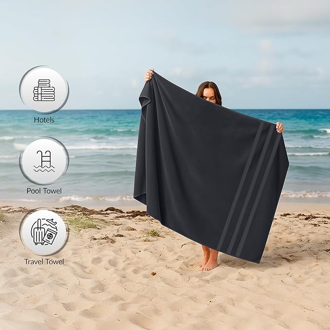 RIVERSIDE Pack of 2 Extra Large Bath Sheets 35 x 70 Inches - 100% Ring Spun Cotton Hotel Quality Oversized Bath Towels - Super Soft, Highly Absorbent & Quicker to Dry - Charcoal