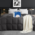 Dreamhood Down Feather Fiber Comforter Queen Size Fluffy Breathable Dark Grey Duvet Insert Ultra Soft All Season Luxury Bedding Comforter with Corner & Center Loops (90"x90")