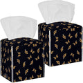 2 Pack Butterfly on Black Background Tissue Box Cover Holder - Leather Decorative Organizer for Tabletop, Bathroom, Car, Office