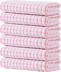 Kitinjoy Cotton 6 Pack Terry Kitchen Towels, 16 x 25 Inches Super Soft and Absorbent Dish Towels, Quick Drying Hand Towels for Kitchen Drying, Pink