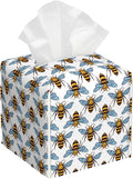 POIUBLE Honey Bee Tissue Box Cover Leather Tissue Box Holder Square Facial Paper Organizer Dispenser for Bathroom Kitchen Bedroom Vanity Countertop Night Stands