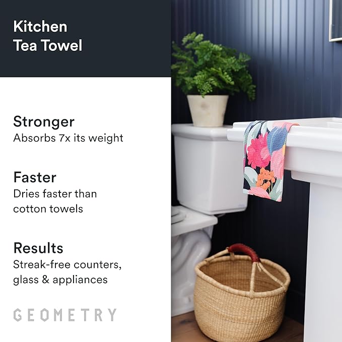 GEOMETRY Kitchen Tea Towels - Quick Dry Microfiber Dish Towels for Kitchen Create, 18" x 30" 1 Pack