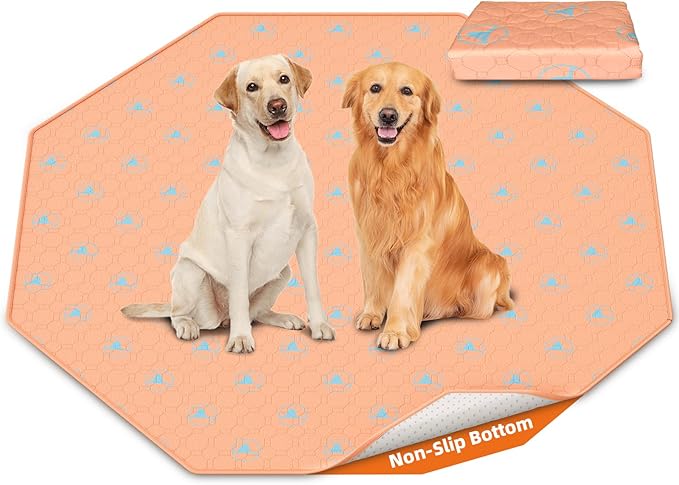 PJYuCien Washable Pee Pads for Dogs 1 Pack, 67" x 26" Octagonal Non-Slip and Leak-Proof Pee Mat, Puppy Training Pads for Whelping, Playpen, Crate, Bed （24/30/36/42'' 8 Panels Pen）