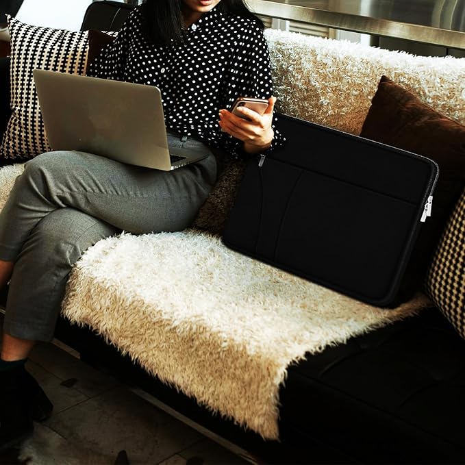 Laptop Sleeve 14 inch, Slim Traveling Laptop Case Cover with Zippered Pocket, Shockproof Protective Carrying Briefcase Computer Bag for 14" MacBook Air/Pro, HP, Dell, Lenovo, Acer, Black