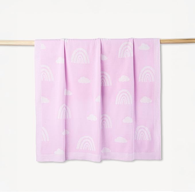 SWaddle AN Rainbow Lilac Jacquard Baby Blanket, Size 30x40in, 100% Cotton Fabric, Two-Sided Breathable Throw Blanket for Boys and Girls