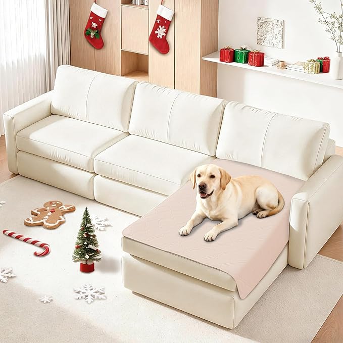 CYCMACO Waterproof Dog Blanket, Non-Slip Soft Pet Bed Cover, Couch Cover for Dogs Washable, Protects Sofa, Furniture, Crate, Car, Tear Resistant Leakproof Pet Blanket (40x50 Inch, Beige)