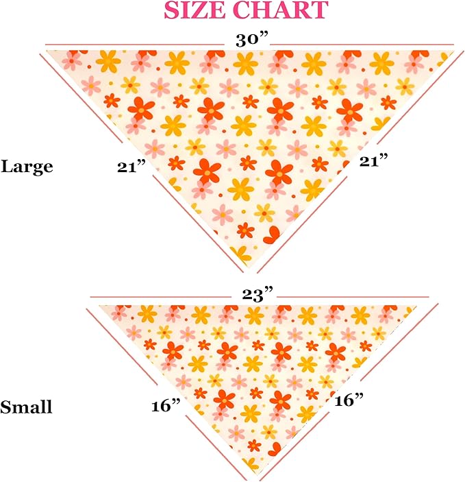 Bubblepup Floral Dog Bandanas, Soft Cotton Girl Dog Bandanas for Small Medium Large Dogs