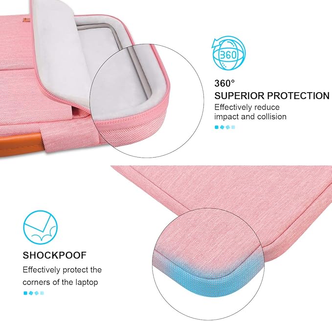Lacdo 360° Protective 15-15.6 Inch Laptop Sleeve Case for Acer HP Lenovo Dell ASUS Laptop, Acer Aspire 15, HP Pavilion 15, Dell Inspiron 15, Lenovo IdeaPad 15, ASUS ZenBook 15 Computer Bag, Peach