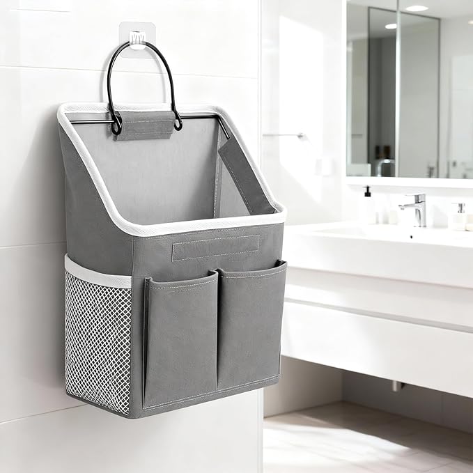 Zelphvt Wall Hanging Storage Bag, Hanging Storage Basket for Organizing, Wall Organizer with Pockets for Bathroom, Bedroom, Dormitory, RV