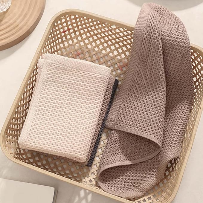 LikGuest 100% Honeycomb Cotton Kitchen Dish Cloths, 12x12 Inch, 8-Pack, Super Absorbent & Reusable, Quick-Dry & Lint-Free, Ideal for Kitchen, Glass, Car, and Household Cleaning