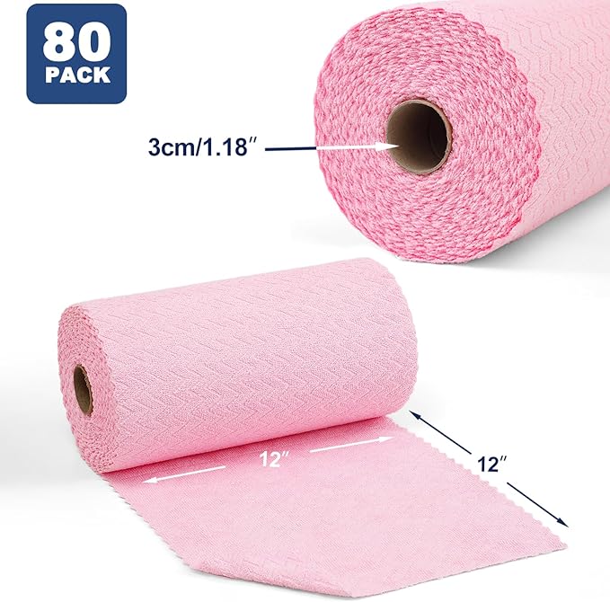 Tigona 80 Pack Microfiber Cleaning Cloth Roll Reusable Paper Towels 12"x12" Tear Away Cloth,Absorbent Dish Rags for House Kitchen,Wash Cloths,Lint Free Rags for Window Cars Cleaning Supplies