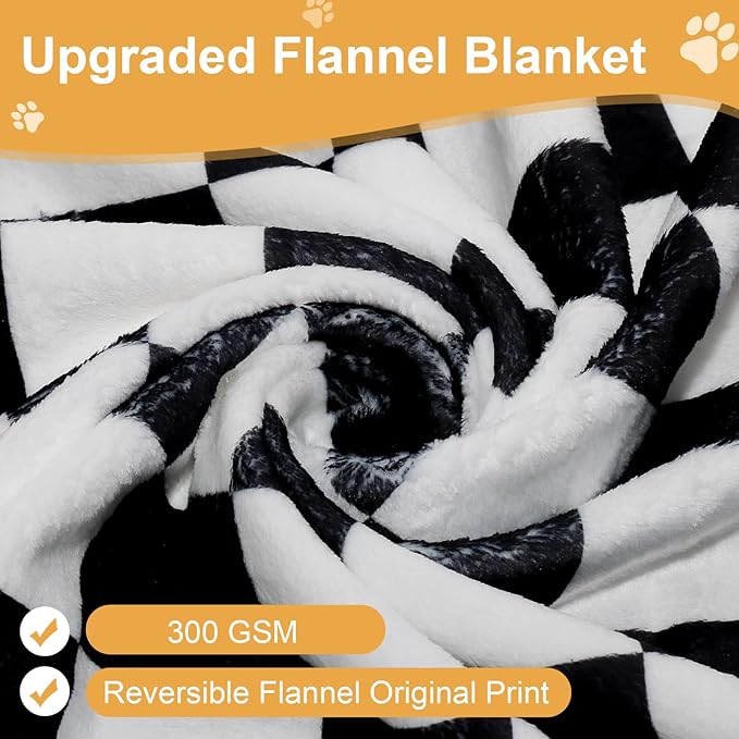 Gowyeg Dog Blanket for Puppy Accesssories Boy, 43"x30" Dog Stuff for Small Kitten Indoor Cats, Washable Soft Puppy Essentials Supplies,Black White