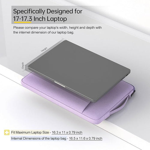 17 17.3 inch Laptop Bag for Women, Computer Sleeve Case Compatible with HP Pavilion 17/ Envy 17/ Dell/Lenovo IdeaPad/LG Gram/MSI/ASUS Notebook/Razer Blade Pro 17, Purple