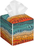 POIUBLE African Tribal Tissue Box Cover Leather Tissue Box Holder Square Facial Paper Organizer Dispenser for Bathroom Kitchen Bedroom Vanity Countertop Night Stands