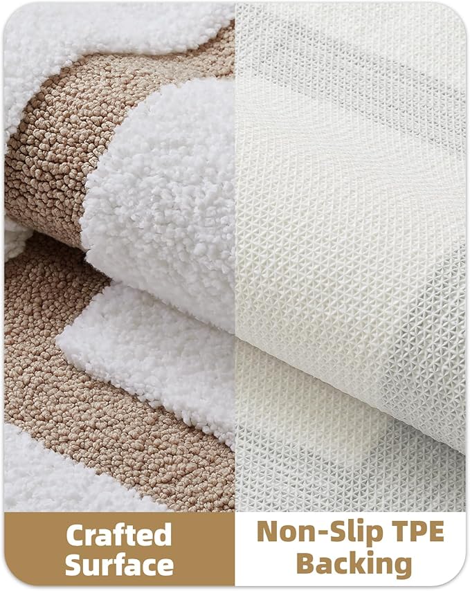 Color&Geometry Bathroom Rugs, Water Absorbent and Quick Dry Microfiber Bath Rugs-16"x24", Non-Slip, Machine Washable, Extra Soft Plush Bath Mats for Bathroom, Laundry Room, Khaki