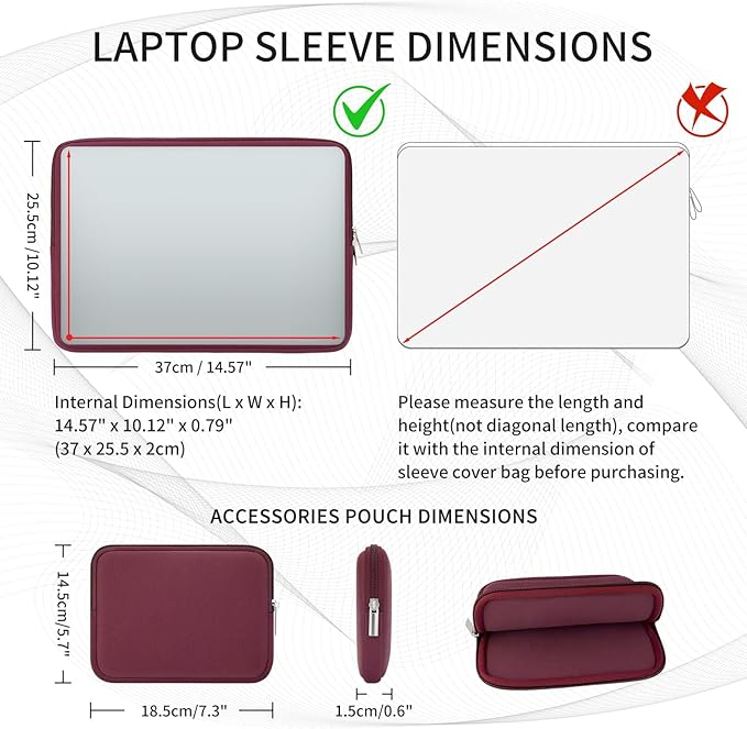 RAINYEAR 16 Inch Laptop Sleeve Protective Soft Case with Accessories Pouch, Specially Compatible with 16" MacBook Pro M1 M2 M3 M4 Pro/Max A2141 A2485 A2780 A2991 A3403 A3186 (Red, Upgraded Version)
