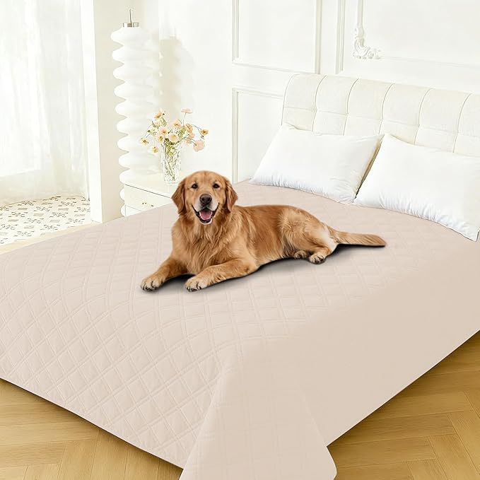 CYCMACO Waterproof Dog Bed Cover Pet Blanket, Soft Couch Cover for Dogs Washable, Non-Slip Dog Blanket Protect Furniture Couch Sofa Car for Puppy Large Dogs Cat (40x50 Inch, Beige)