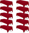 BRILLMAX 10 Pack Burgundy Tablecloths for 8 Foot Rectangle Tables 60 x 126 Inch - 8ft Rectangular Bulk Linen Polyester Fabric Washable Cloth Cover for Wedding Reception Banquet Birthday Party