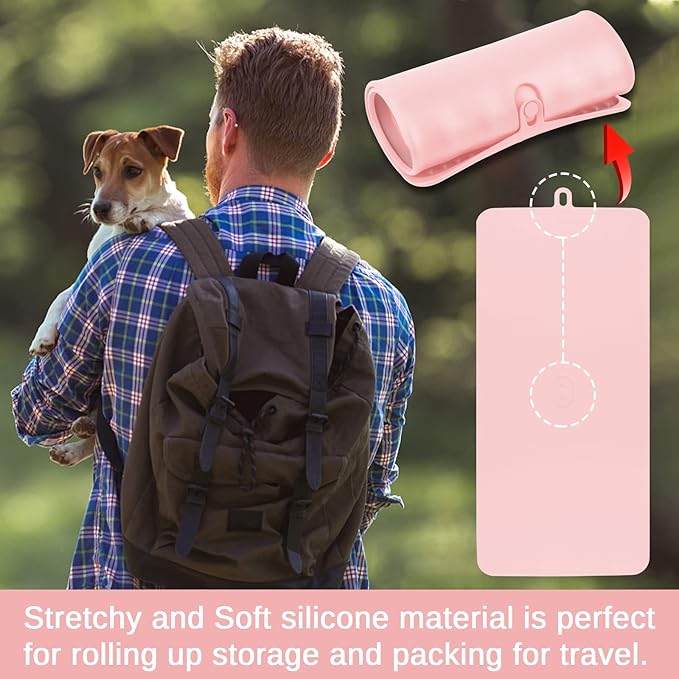 Dahaiwua Pet Placemat for Dog and Cat,Mat for Prevent Food and Water Overflow,Portable and Foldable Mat,Suitable for Medium and Small Pet Placemat for Dog and Cat(Pink)