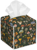 Colorful Mushrooms Tissue Box Cover,PU Leather Tissue Box Holder Square,Modern Home Decoration for Bathroom Living Room Kitchen Office Car,5.2"×5.2"×5.2"