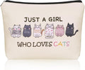 Girlly Cat Makeup Bag For Cat Lover Valentines Day Gifts: Cosmetic Bag & Toiletry Pouch Just A Girl Who Love Cats Themd For Mom, Daughters, Friends,Teen Girl & Women.Ideal Gifts For Travel, Birthdays.