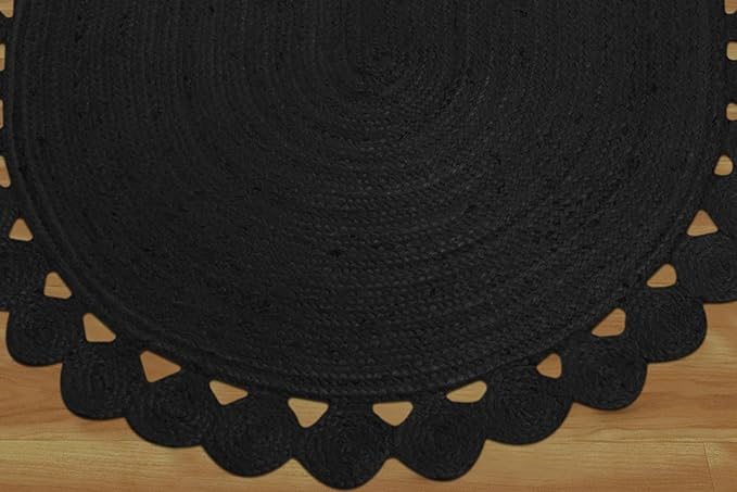 Oval Rug 12x18 Area Rug Solid Pattern Kilim Rug Black Solid Design 0.27 inches ThickIndoor Outdoor Rug Flatweave Rug Indian Artisans Rugs for Lake House Bedroom Dining Room Living Room