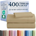 400 Thread Count Cotton Sheet Set - Twin XL Size 100% Cotton Sheets - Easily Fits 8" to 16" Mattress - Silky-Soft, Wrinkle Free, Breathable & Comfy - Deep Pockets & Hotel Quality Bedding Set - Beige