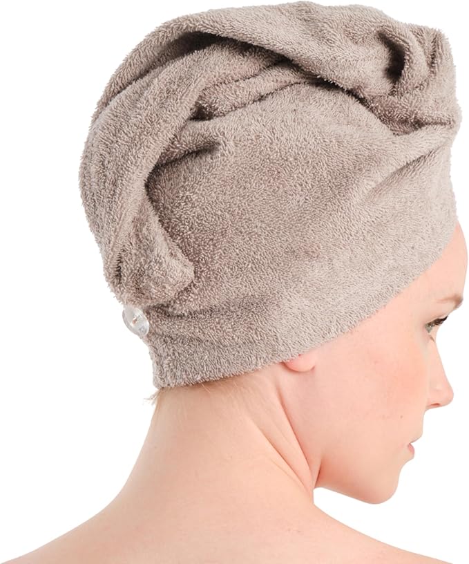 Seritaine Hair Towel Wrap for Women 2 Pack – 100% Turkish Cotton Turban for Wet Hair Quick Dry – Soft & Gentle Head Towel Cap– Soft and Absorbent Cotton - 10x26 inch