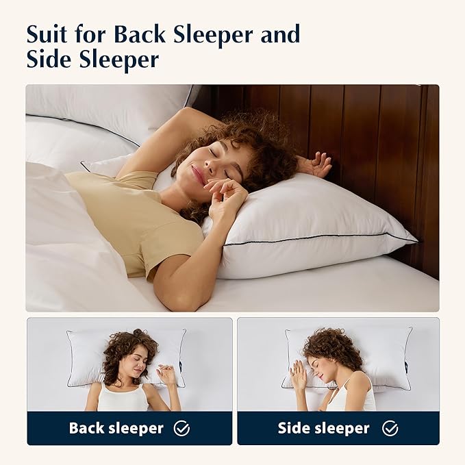 Pacific Coast Premium Goose Feather & Down Bed Pillows Standard Size 2-Pack, Hotel Quality Collection, Medium Support for Side & Back Sleepers
