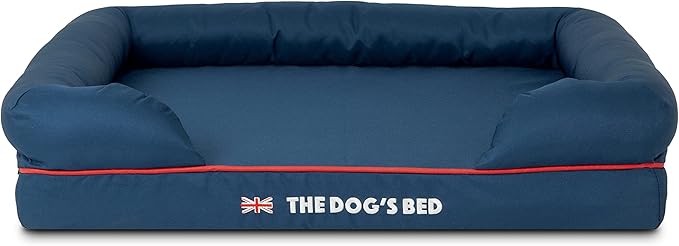 The Dog's Bed Replacement Outer Cover for The Dog's Bed Orthopedic Memory Foam Dog Bed. Washable Oxford Fabric, Medium (Blue with Red Piping UK Embroidery Flag) Veterinary Approved