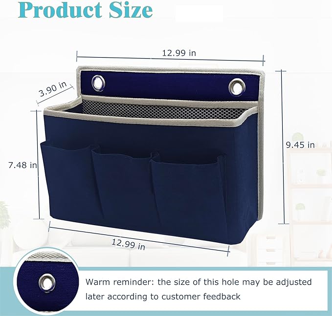 Someteth Wall Hanging Organizer Bag/Hanging Baskets with Large Mesh Compartment & 3 Pockets，Over the Door Hanging Organizer Space Saving Storage for Bedroom,RV Camper, Closet (Navy Blue -1 Pack)
