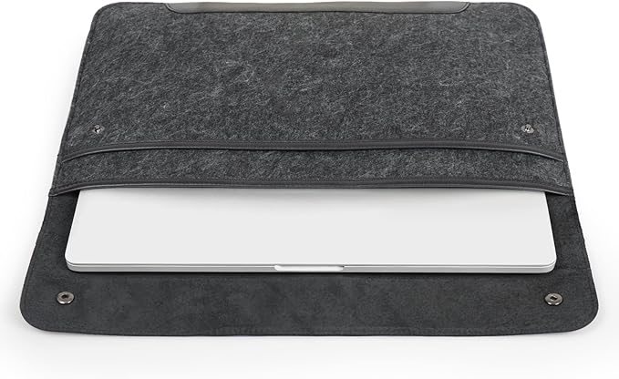 MegaGear Genuine Leather and Fleece MacBook Bag Laptop Sleeve for MacBook Pro and MacBook Air Case - 16 Inch - 15 Inch - 15.5 Inch (M4, M3, M2, M2, M1, Pro & Max) 2020 to 2024 Models