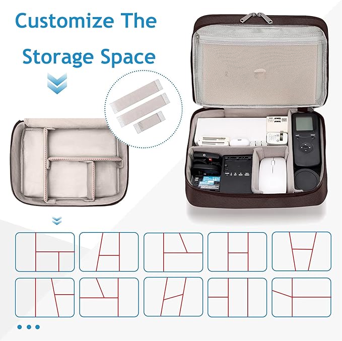 OliviaLiving Electronics Travel Organizer, Double Layer Cable Organizer Bag Waterproof Electronics Accessories Storage Bag for Charger, Phone, Power Bank, Hard Drive, Cord, Tablet