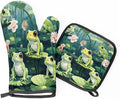Oven Mitts and Pot Holders Sets of 2,Animal Frog Pattern Heat Resistant Kitchen Oven Gloves Potholder for Baking Grilling BBQ Cooking