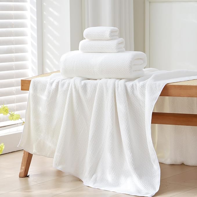 Akzpe 40x80 Inches Bath Sheets Towels for Adults Oversized Bath Towels Extra Large Luxury Super Soft Absorbent Quick Dry Microfiber (White,6PCS)
