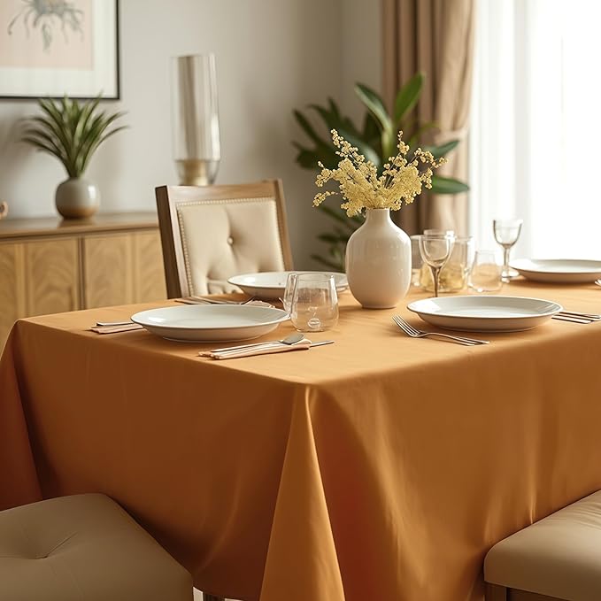 sancua Thanksgiving Tablecloths for 6 Foot Rectangle Tables, 6 Pack Light Brown - Washable Polyester Fabric Fall Table Cloth for Harvest Party, Birthday, Banquet Reception, 54x108 Inch Bronze