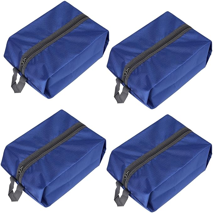 Bellcon Washable Shoe Bags for Travel, 4 Pack Blue, Nylon and Oxford Fabric, Zipper Closure