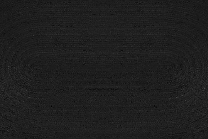Oval Rug 10x18 Area Rug Solid Pattern Kilim Rug Black Solid Design 0.27 inches ThickIndoor Outdoor Rug Flatweave Rug Indian Artisans Rugs for Lake House Bedroom Dining Room Living Room