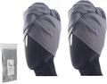 SELARUS 100% Turkish Cotton Hair Towel Wrap for Women,Non Microfiber,Super Absorbent,AntiFrizz,Plopping Hair Drying Waffle Bath Towels for Curly,Long&Thick Hairs,Head Wrap,2 Pack10x26inc (Grey+Grey)