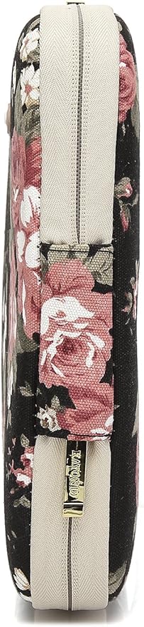 kayond Water-Resistant Canvas 14.1 Inch Laptop Sleeve-Black C Rose