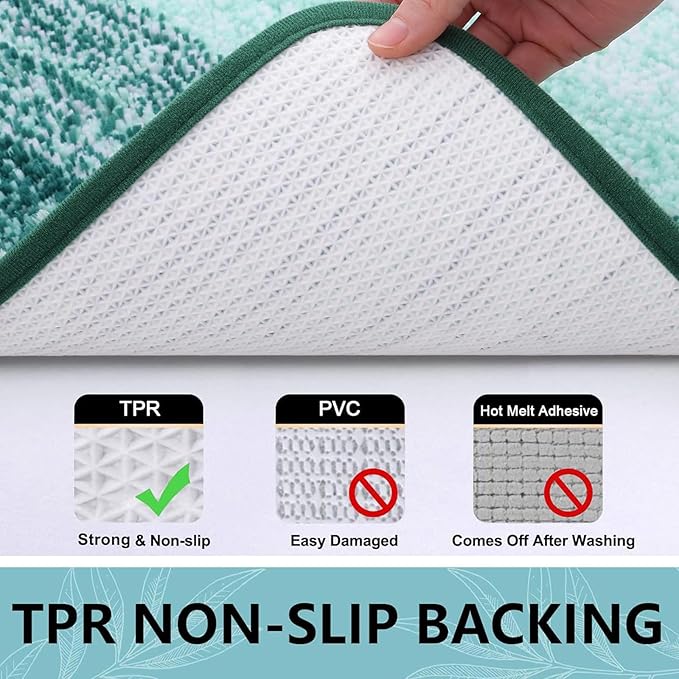 Arotive Microfiber Bathroom Rugs, Shaggy Soft and Absorbent Bath Rug, Non-Slip, Thick Plush Machine Washable Dry Bath Mats for Bathroom, Tub and Shower, 44x24, Dark Green, Rectangular