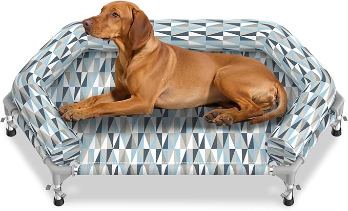 Pyowmgd Orthopedic Dog Bed - Beds Bolster,Cooling Elevated Dog Beds with Metal Frame,Raised Dogs Bed,Easy to Assemble,Up to 80 lbs,Medium