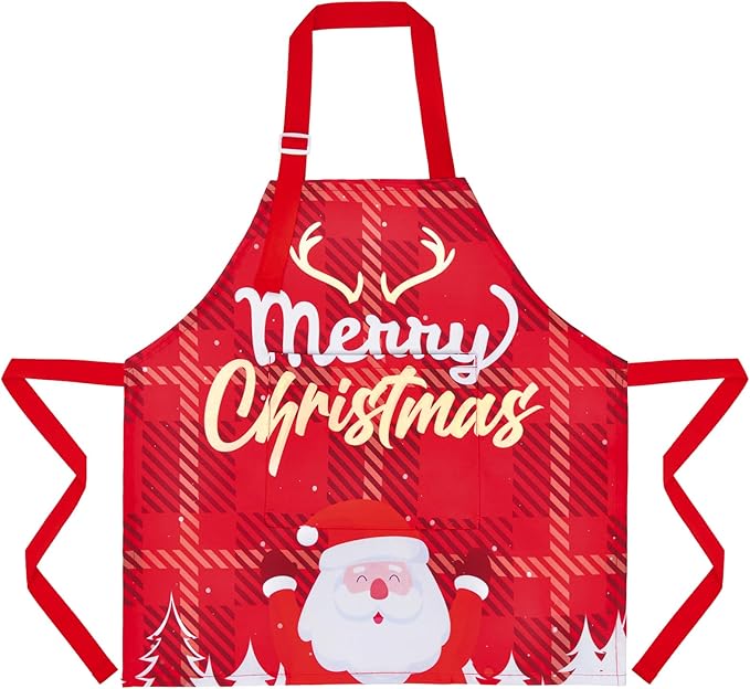 Sylfairy Aprons for Kids Girls Rainbow Unicorn Apron Children Kitchen Chef Aprons Smock (Santa Claus, Small,3-5Years)