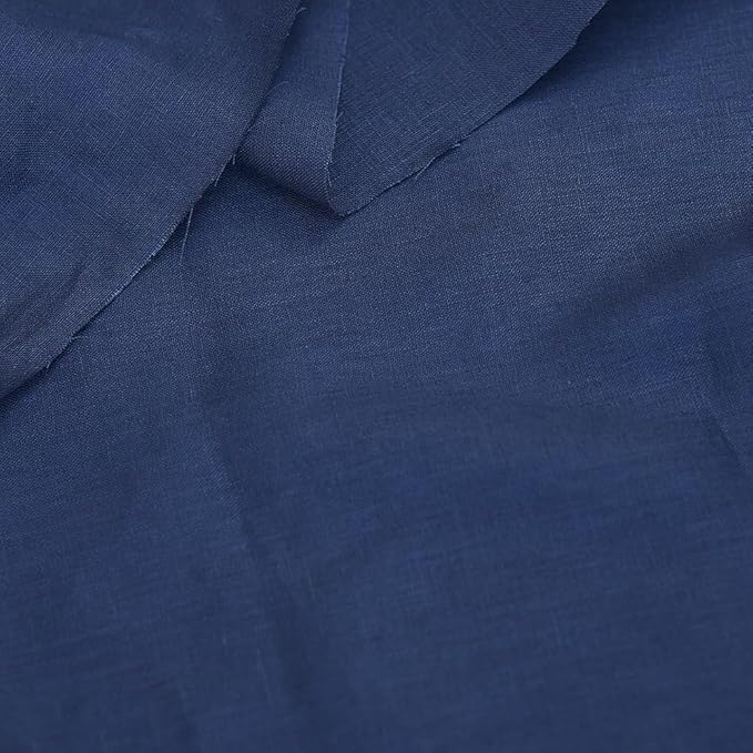 Japan Nature 100% Linen Fabric for Clothing, Home Decor, Pillow, Sofa, 55" Width, Craft by The Yard (Dark Blue Color)