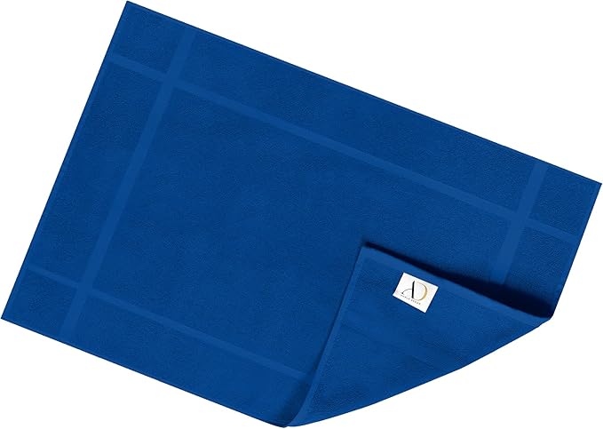 Ample Decor 100% Cotton Bath Mats 34 x 20 Inches, Quick Dry, 1350 GSM Banded Border Shower Bathroom Floor Mat, Not Bathroom Rug - Navy, 2 Pack