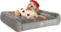Welfibr Fluffy Faux Fur Dog Bed Medium Size Dog Washable Rasied Dog Bed Orthopedic Dog Bed with Sides Noiseless Supportive Dog Couch Anti-Slip Comfort Pet Beds with Removable Cover Grey 42"