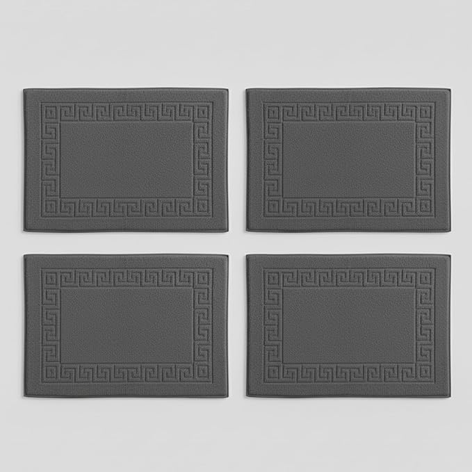 Peace Sleep Bedding Luxury Cotton Bath Mats Set of 4 – 20x32 Inches – 100% Ring-Spun Cotton, 650 GSM – Soft, Absorbent & Quick-Dry – Spa & Hotel Quality – Machine Washable – Dark Grey