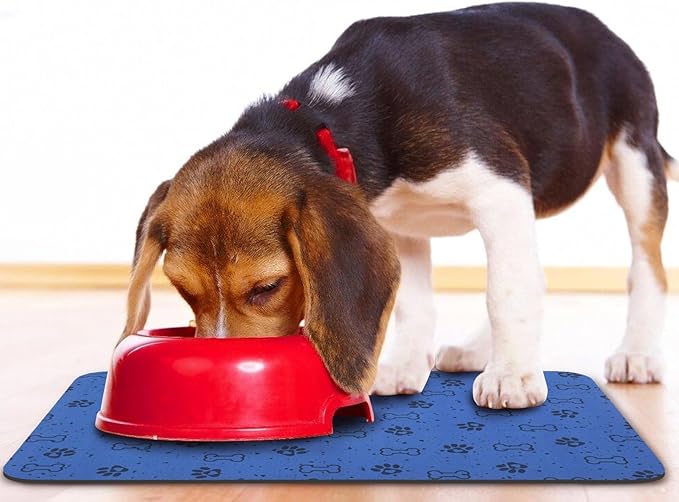 Dog Food Mats,Cat Absorbent Water Bowl Feeding Mats Pet Placemats for Food and Water Spot 16 * 24 inch
