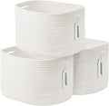 ECDYQXVU Cotton Rope Storage Basket, 15x10x9 Inches, Woven Basket for Shelves, Clothes, Towels, Books, and Laundry, White (3 Pack)
